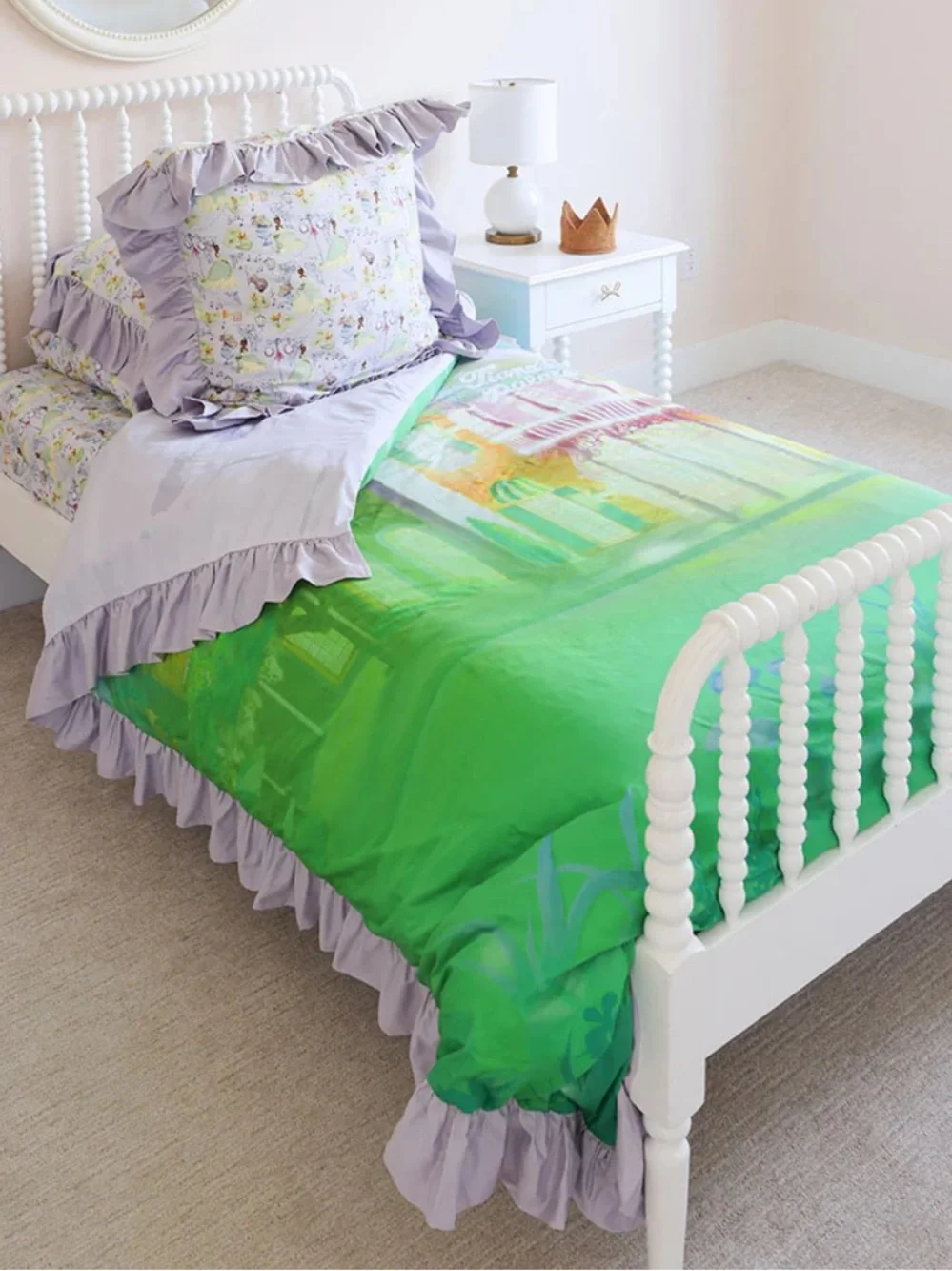 Posh Peanut Disney Princess Tiana Reversible Duvet Cover in Lavender & Yellow